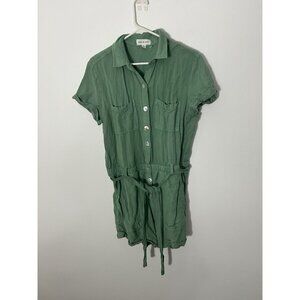 Cloth And Stone Green Button Down Romper Size Medium